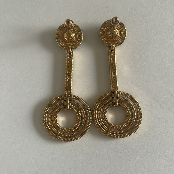 Akkad gold drop earrings with blue and green gems - Picture 3 of 5